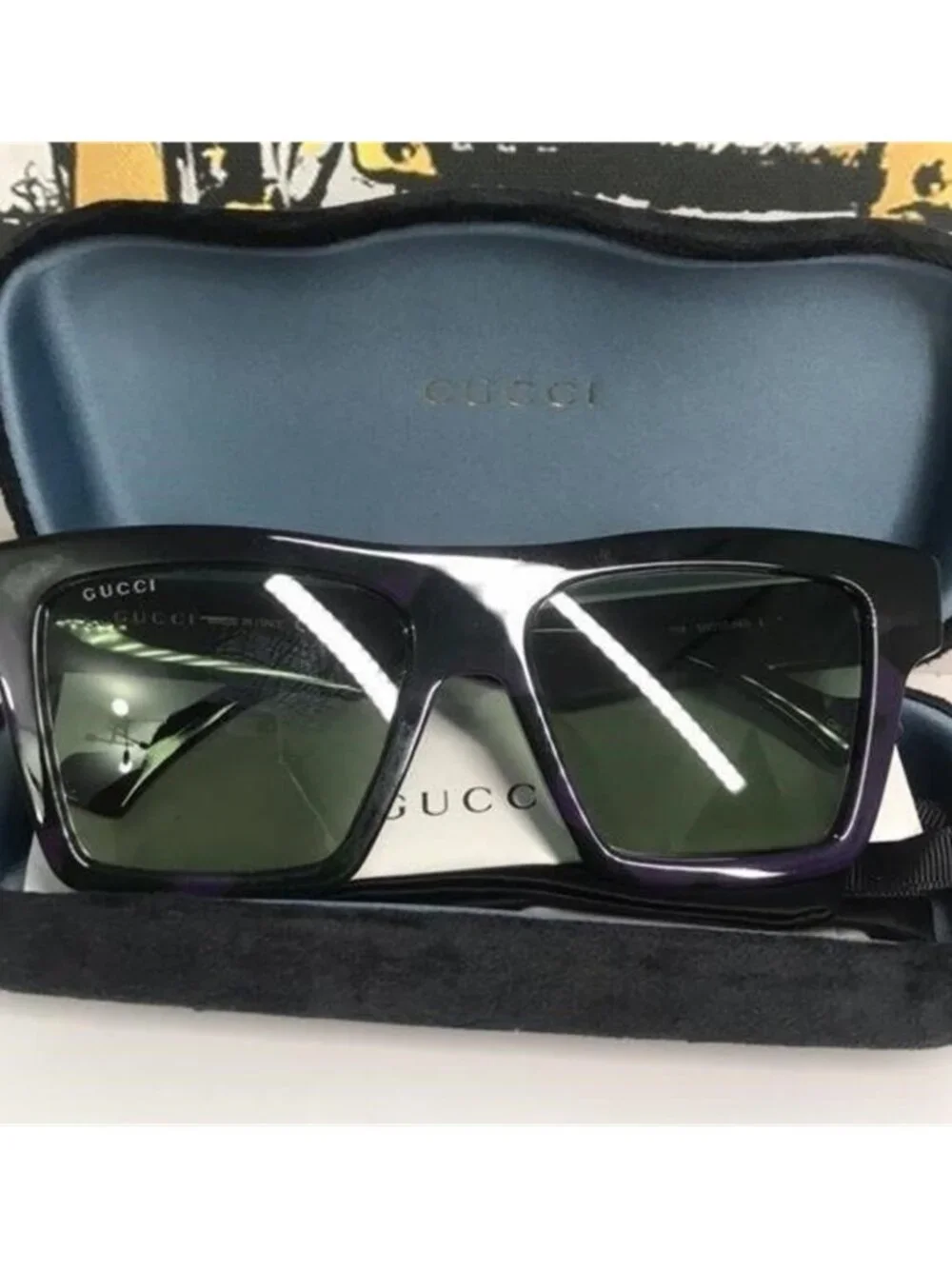 New Authentic Gucci Black and Purple Sunglasses GG0962S 014